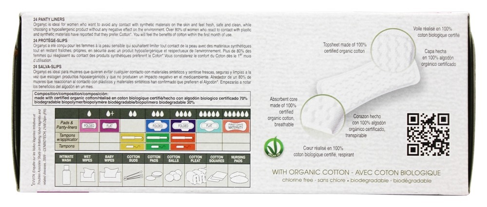 Comprar Algodão Orgânico Menstrual Panty-Liners Flat Light Flow + - 24 Forro (s) Organyc - Imagem 2