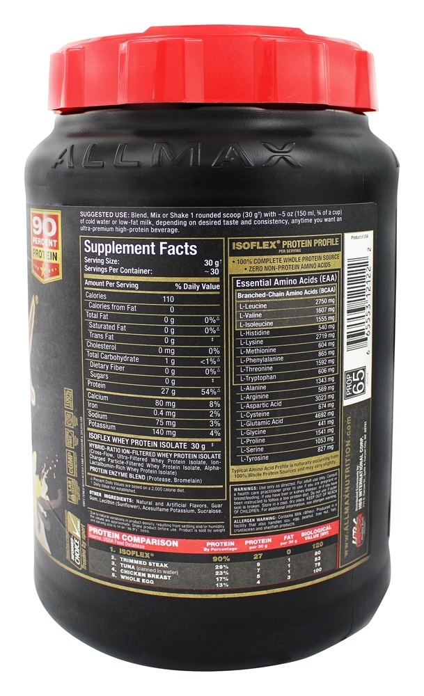 Comprar IsoFlex Pure Proteína Whey Isolada Baunilha - 2 lbs. AllMax Nutrition - Imagem 2
