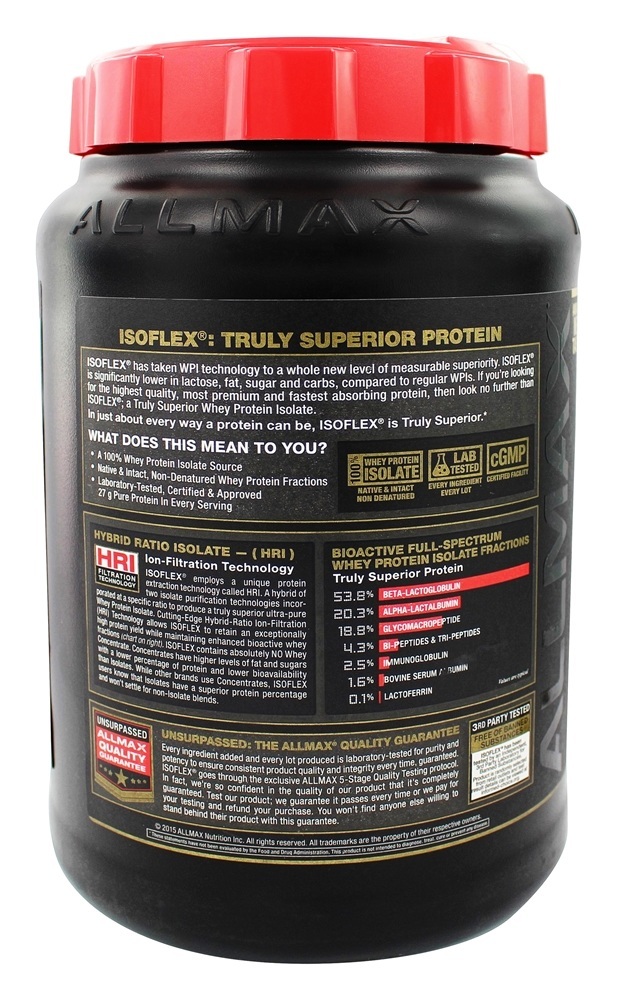 Comprar IsoFlex Pure Proteína Whey Isolada Baunilha - 2 lbs. AllMax Nutrition - Imagem 3