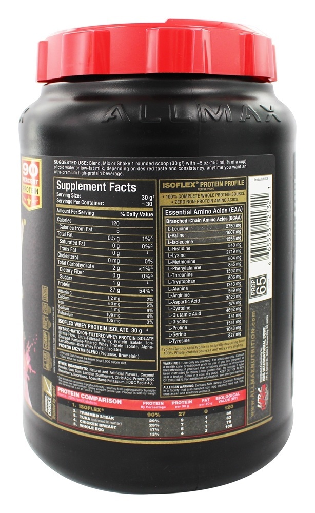 Comprar IsoFlex Pure Proteína Whey Isolada Morango - 2 lbs. AllMax Nutrition - Imagem 2