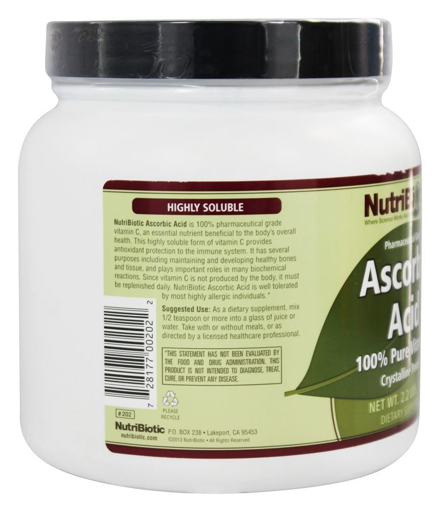Comprar Ácido Ascórbico em Pó Cristalino 100 % Pure Vitamina C 2500 mg. - 2.2 lbs. Nutribiotic - Imagem 3