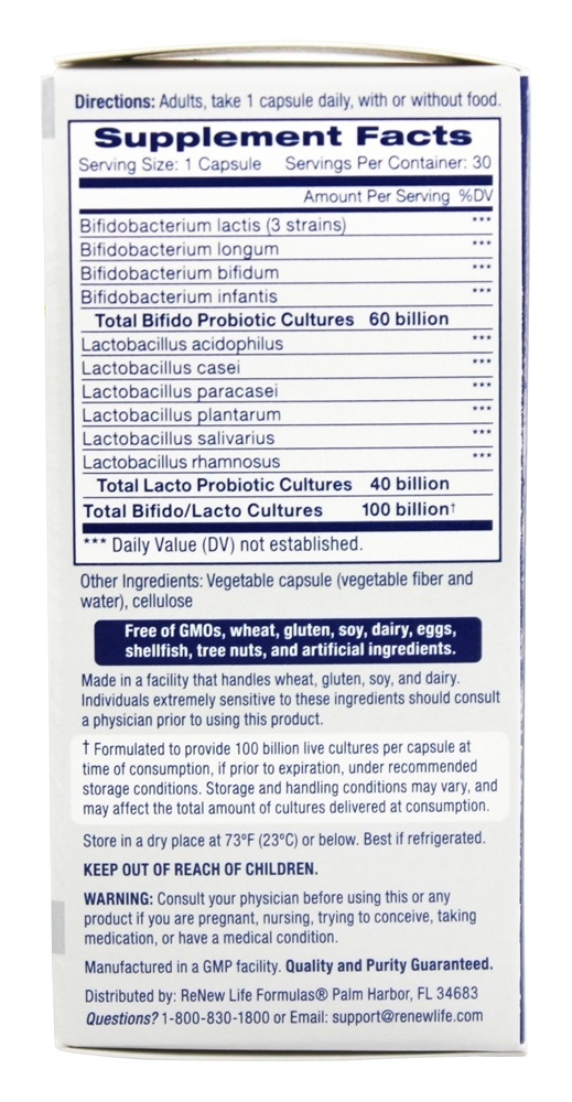 Comprar Flora Culturas vivas ultra-potentes 12 Estrepturas probióticas para GPS 100 Bilhões de UFC - Cápsulas vegetarianas 30 Renew Life - Imagem 2