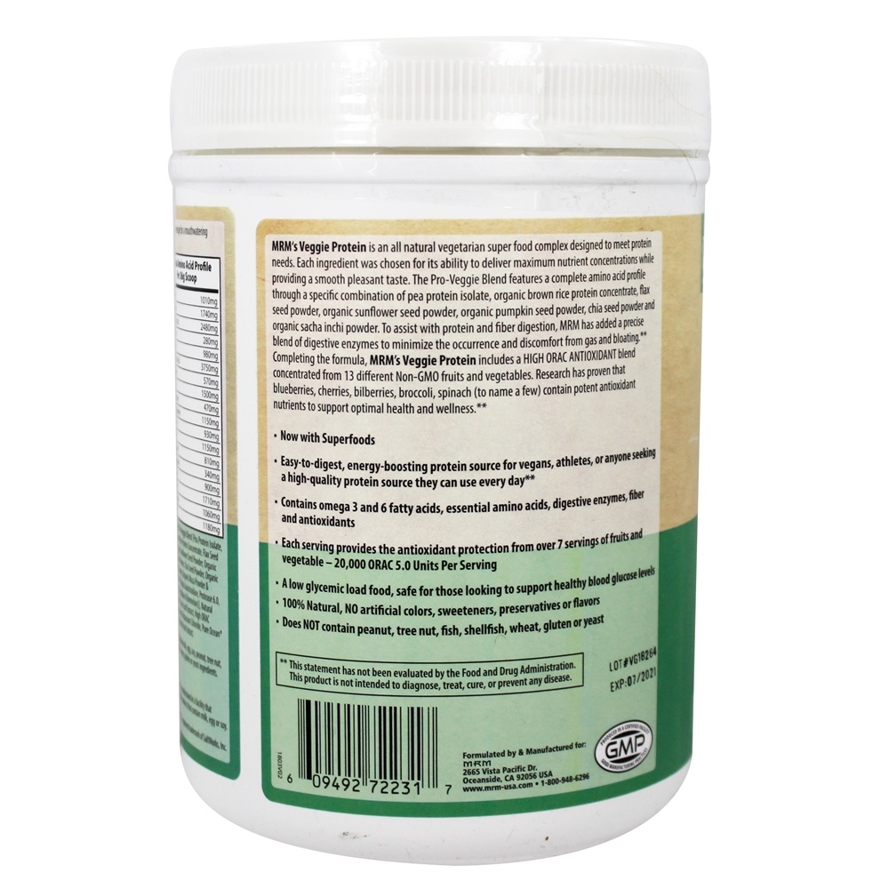 Comprar 100 % de Proteína Vegetal em Pó Natural com Superalimentos de Baunilha - 20.1 oz. MRM - Imagem 3