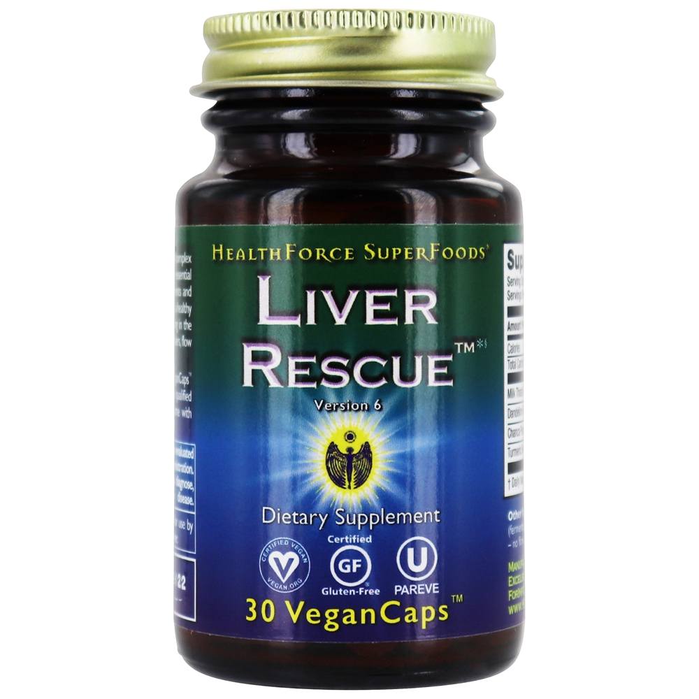 Comprar Versão de resgate hepático 6 - 30 Tampas veganas HealthForce Superfoods