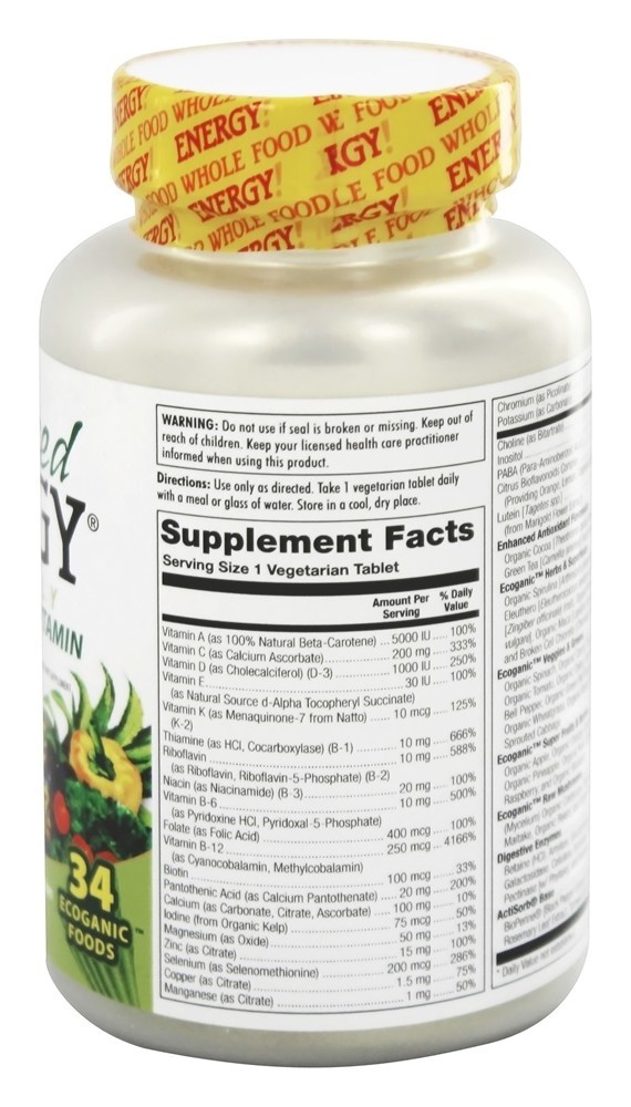 Comprar Aprimorada Energia Uma vez Diário Inteiro Comida Multivitamina Ferro Livre - 60 Comprimidos vegetarianos Kal - Imagem 2