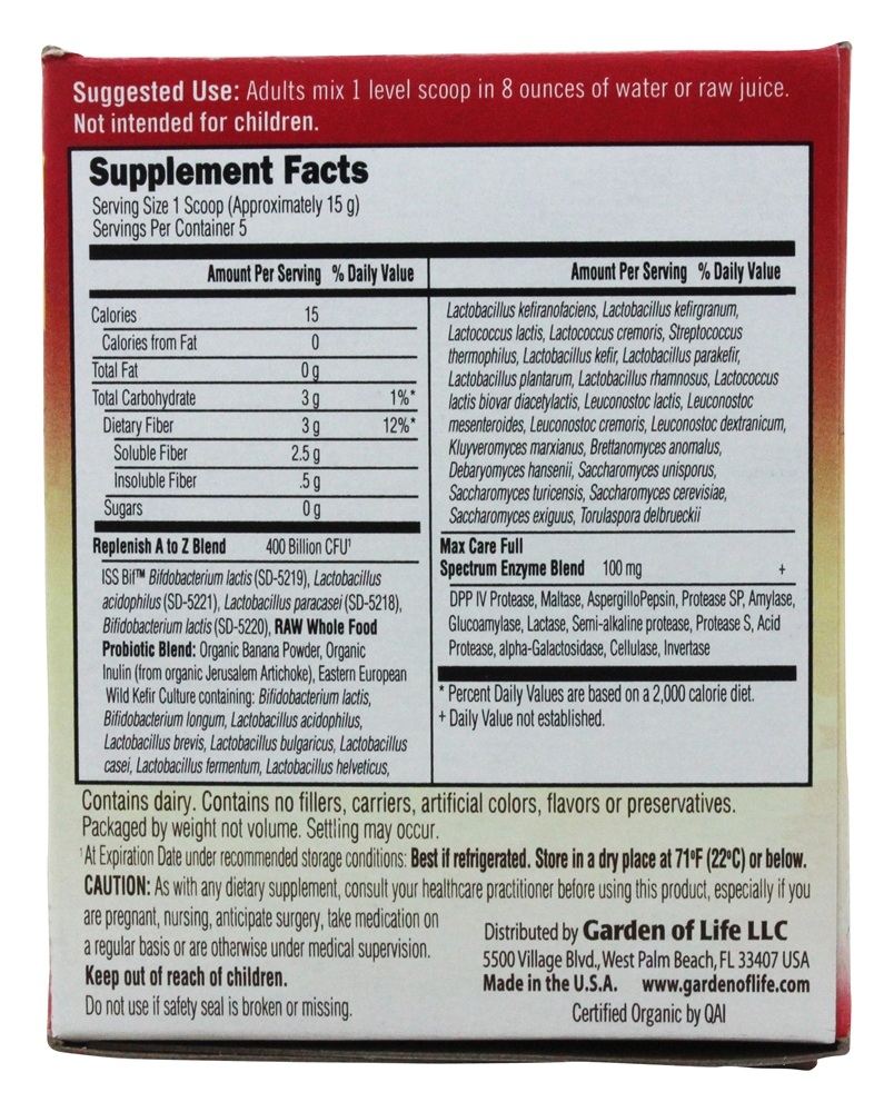 Comprar Raw Probiotics Cuidado Máximo em 5 Dias com 34 Cepas Probióticas 400 Bilhões de UFC - 2.4 oz. Garden of Life - Imagem 2
