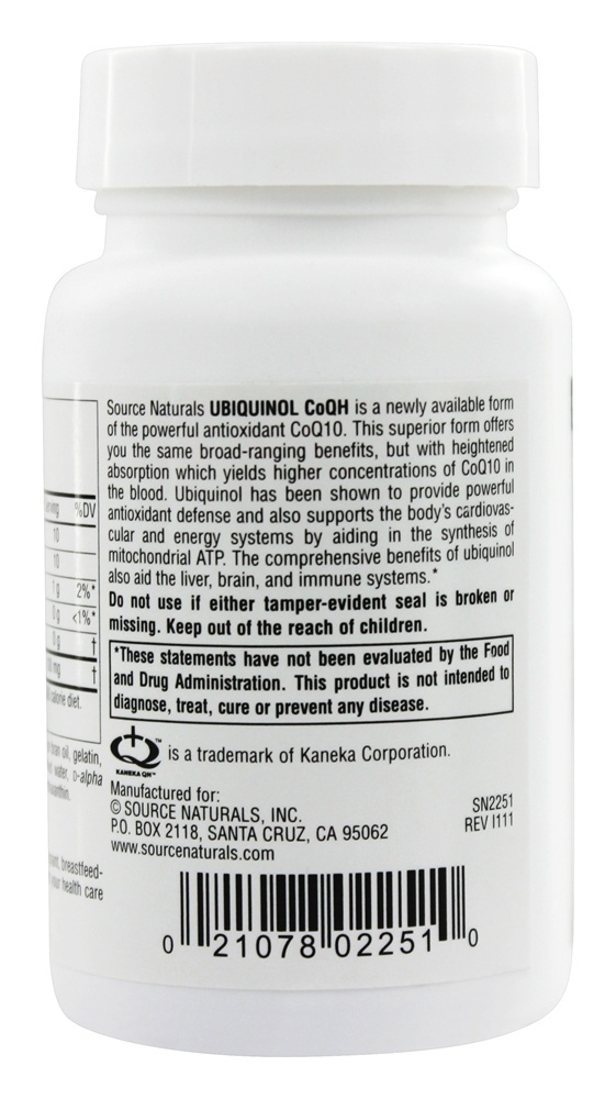 Comprar Ubiquinol CoQH forma ativa de CoQ10 para cérebro do coração e imunidade 50 mg. - 60 Softgels Source Naturals - Imagem 3