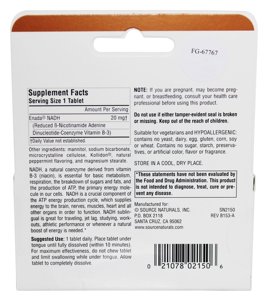 Comprar NADH 20 mg. - 30 Tablets Source Naturals - Imagem 2