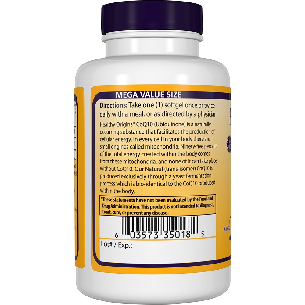 Comprar CoQ10 com Kaneka Q10 100 mg. - 300 Softgels Healthy Origins - Imagem 3