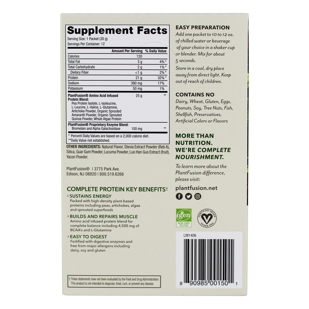 Comprar Feijão De Baunilha De Proteína Completa De Plantas - 12 Pacotes (s) PlantFusion - Imagem 2