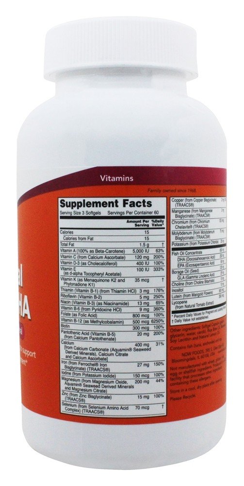 Comprar Géis Pré-natais + DHA Múltiplas Vitaminas e Minerais - 180 Softgels NOW Foods - Imagem 2
