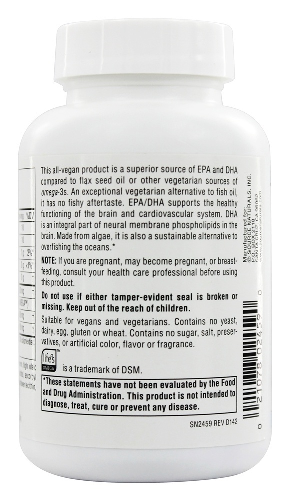 Comprar Vegan Omega -3-não-Fish EPA-DHA 300 mg. - 60 Softgel (s) vegano (s) Source Naturals - Imagem 3