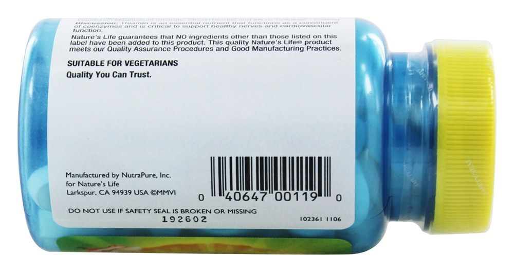 Comprar Vitamina B1 500 mg. - 50 Tablets Nature's Life - Imagem 3