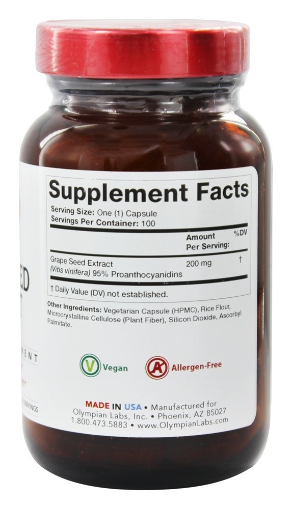 Comprar Força Extra da Semente de Uva 200 mg. - Cápsulas vegetarianas 100 Olympian Labs - Imagem 2