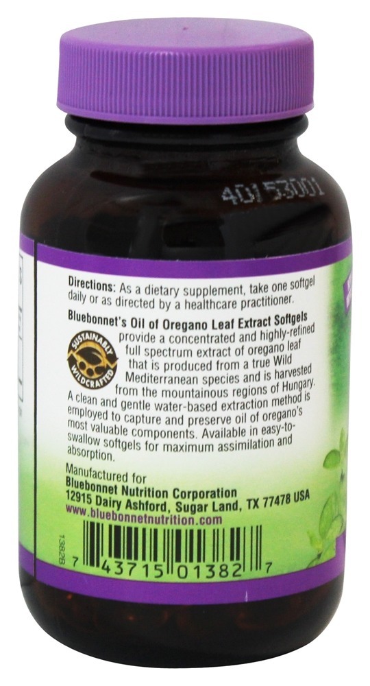 Comprar Óleo de extrato de folha de orégano 150 mg. - 60 Softgels Bluebonnet Nutrition - Imagem 3