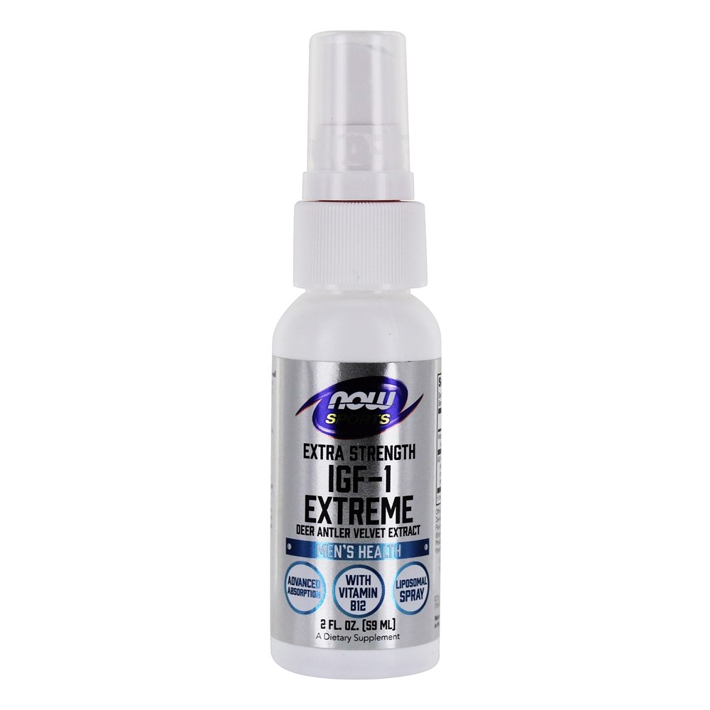 Comprar AGORA ostenta o pulverizador extremo de Liposomal do extrato de veludo do chifre dos cervos dos esportes IGF-1 - 2 fl. oz. NOW Foods