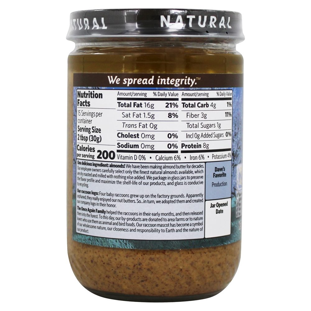 Comprar Manteiga De Amêndoa Natural Crocante - 16 oz. Once Again - Imagem 3