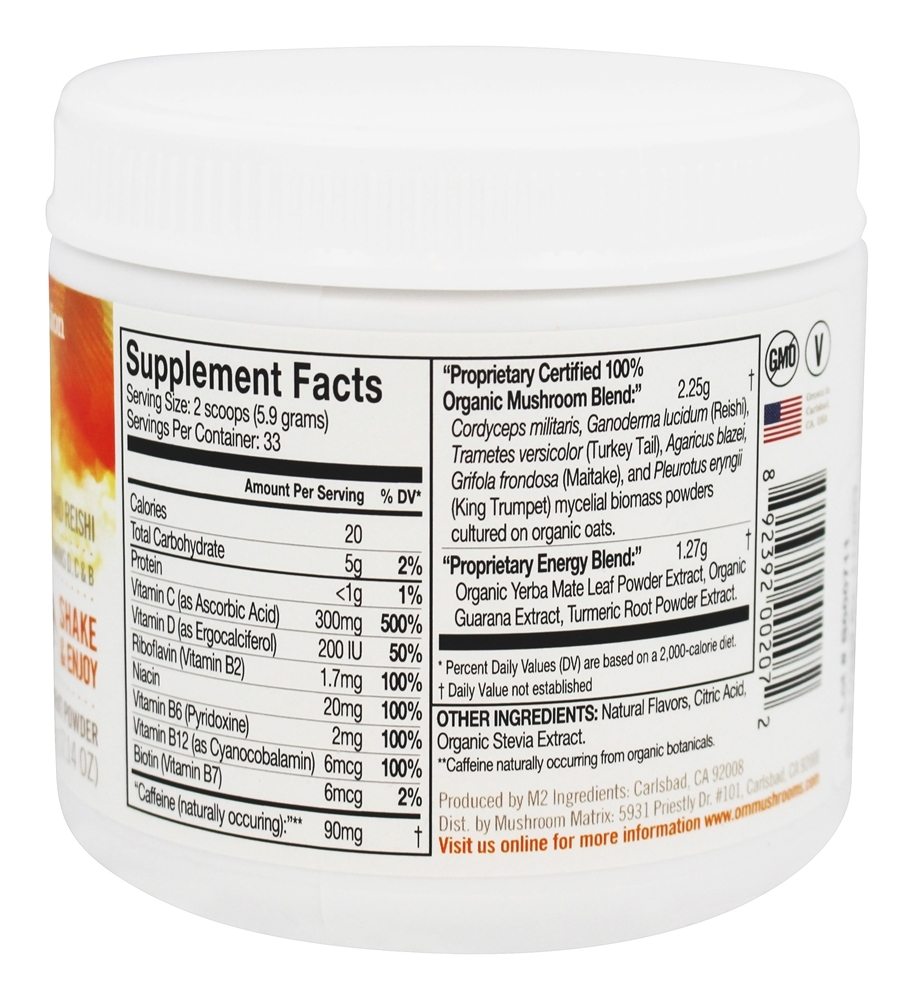 Comprar Bebida Energética em Pó com Cordyceps & Reishi Sabor Laranja Cítrica - 7.14 oz. Om - Imagem 2