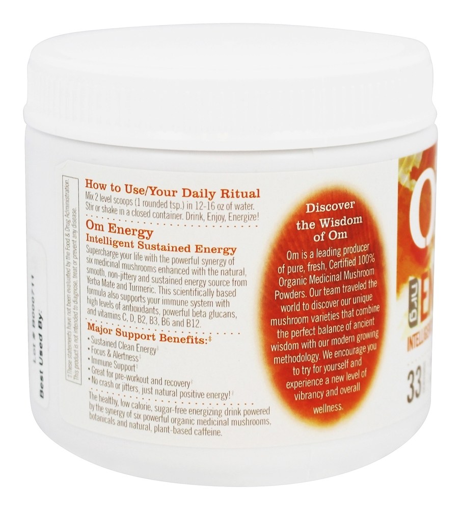 Comprar Bebida Energética em Pó com Cordyceps & Reishi Sabor Laranja Cítrica - 7.14 oz. Om - Imagem 3
