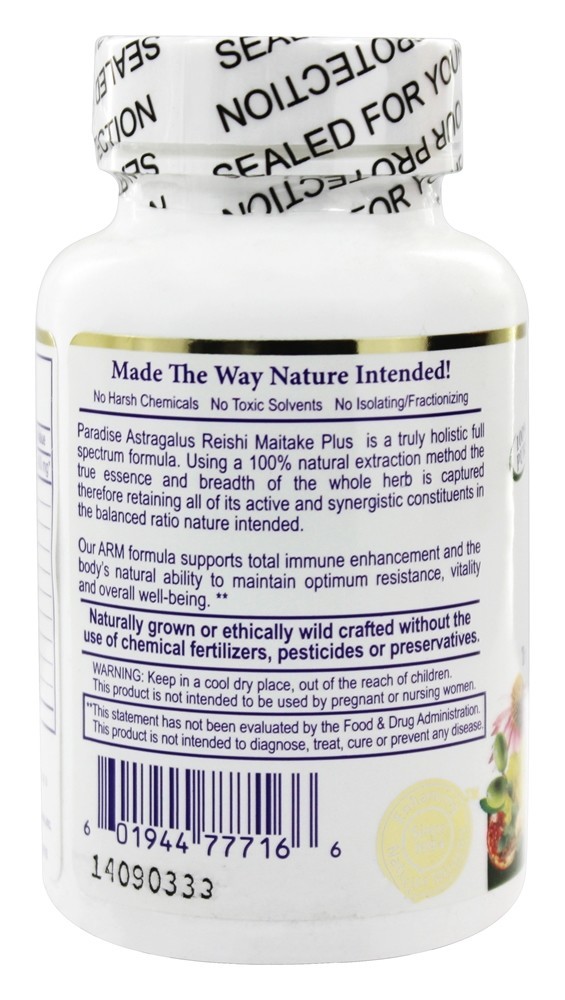 Comprar Astrágalo Reishi Maitake Mais - Cápsulas vegetarianas 60 Paradise Herbs - Imagem 3