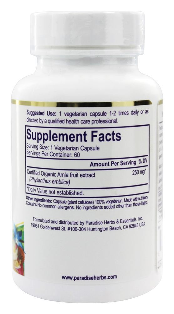Comprar Orgânico Amla Comida Nutriente Vitamina C - Cápsulas vegetarianas 60 Paradise Herbs - Imagem 2