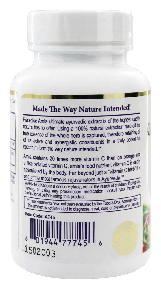 Comprar Orgânico Amla Comida Nutriente Vitamina C - Cápsulas vegetarianas 60 Paradise Herbs - Imagem 3