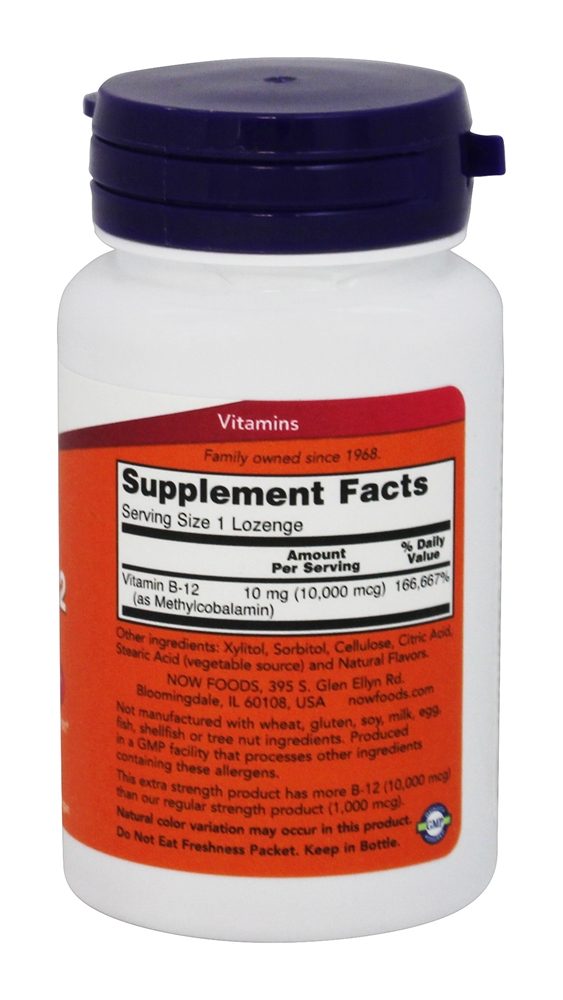 Comprar Metil B12 10000 mcg. - 60 Pastilhas NOW Foods - Imagem 2