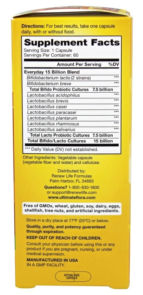 Comprar Final Flora Cotidiano Probiotic Para Adultos Ir Empacotar 15 Bilhões de UFC - Cápsulas 60 Renew Life - Imagem 2