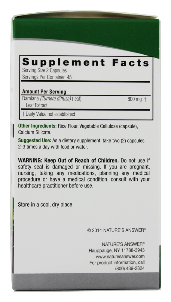 Comprar Damiana Folha único Erva Completar - Cápsulas vegetarianas 90 Nature's Answer - Imagem 2