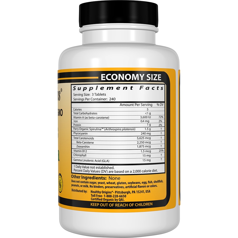 Comprar Spirulina Orgânica Não Transgênica 500 mg. - 720 Tablet (s) Healthy Origins - Imagem 2