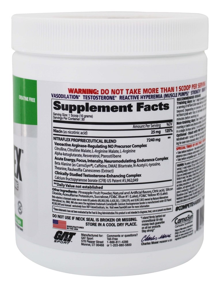 Comprar Hiperemia por Nitraflex e Pó de Melhoramento de Testosterona 30 Porções de Maçã Verde - 10.6 oz. GAT - Imagem 2