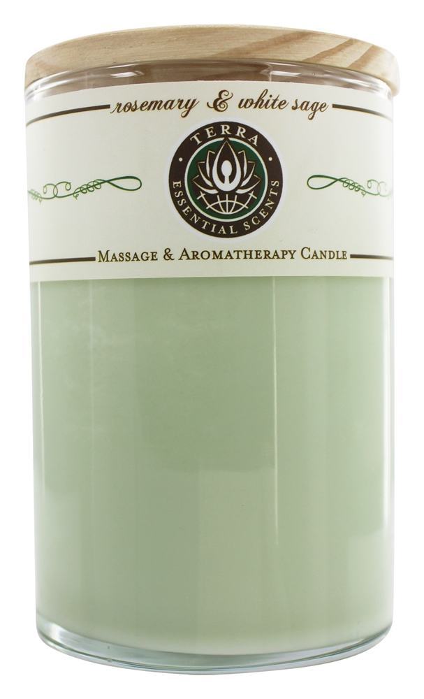 Comprar Massagem & Aromaterapia Soja Vela Alecrim & Branco Sábio - 12 oz. Terra Essential Scents