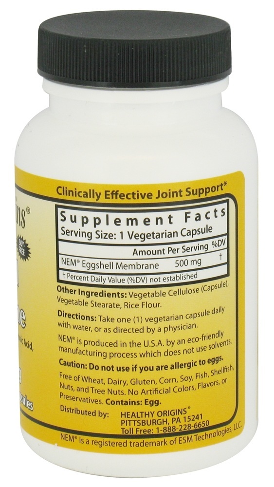 Comprar Membrana de Casca de Ovo Natural 500 mg. - Cápsulas vegetarianas 120 Healthy Origins - Imagem 2
