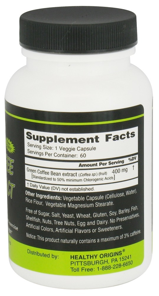 Comprar Extrato de Grão de Café Verde Natural 400 mg. - Cápsulas vegetarianas 120 Healthy Origins - Imagem 2