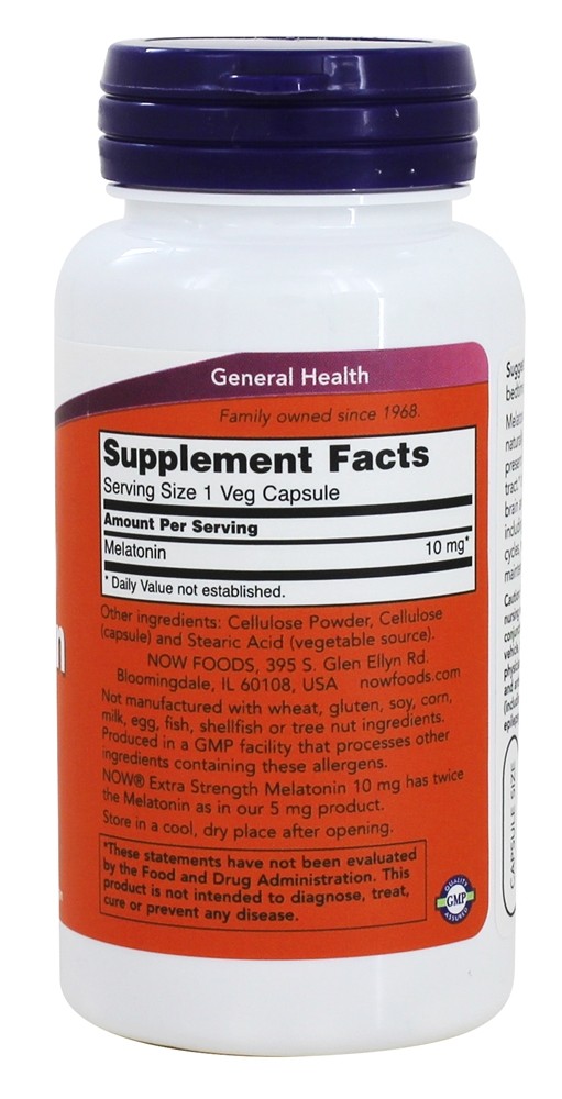 Comprar Melatonina Potência Extra 10 mg. - 100 Cápsula (s) vegetal (s) NOW Foods - Imagem 2