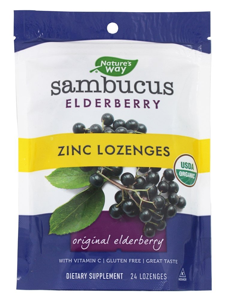 Comprar Pastilhas de zinco orgânicas Sambucus - 24 Pastilhas Nature's Way
