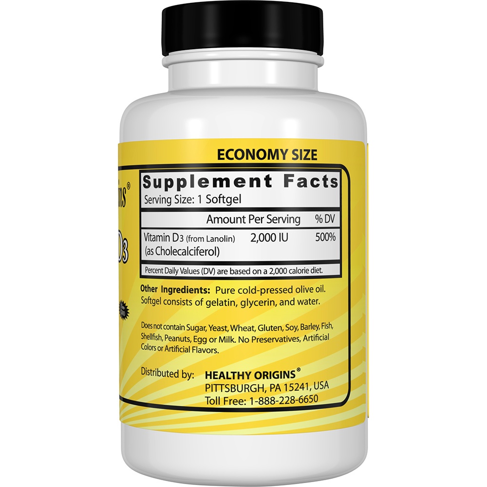 Comprar Vitamina D3 2000 UI - 360 Softgels Healthy Origins - Imagem 2