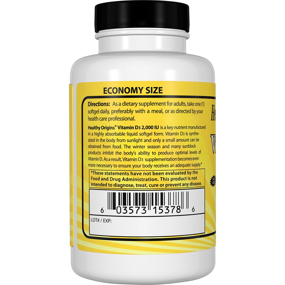 Comprar Vitamina D3 2000 UI - 360 Softgels Healthy Origins - Imagem 3