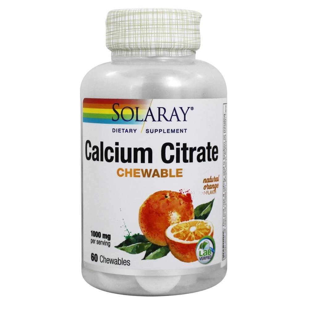 Comprar Citrato de Cálcio Sabor Laranja Natural Mastigável 1000 mg. - 60 Mastigáveis Solaray