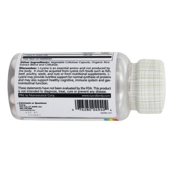 Comprar L-Lisina 500 mg. - 60 Cápsula (s) vegetal (s) Solaray - Imagem 4