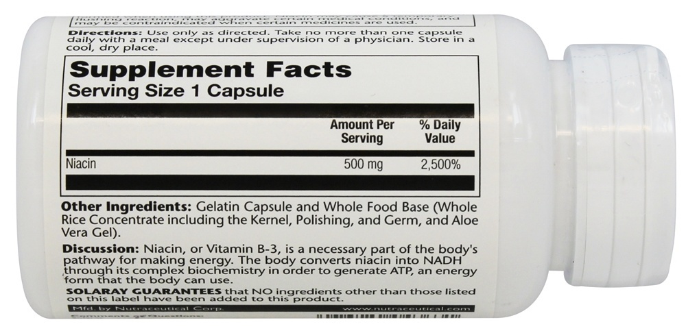Comprar Niacina 500 mg. - Cápsulas 100 Solaray - Imagem 2