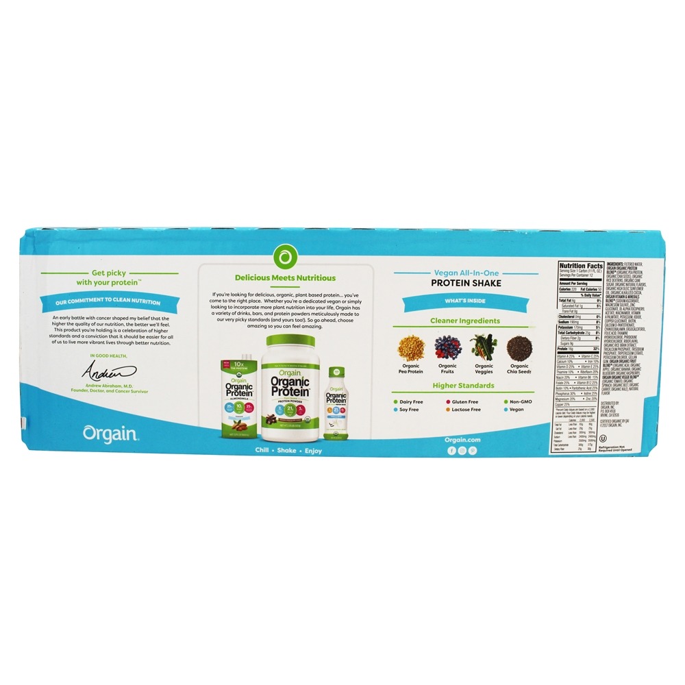 Comprar Vegan Pronto Para Beber Completar Proteína Tremer Alisar Chocolate - Pacote 12 Orgain - Imagem 2