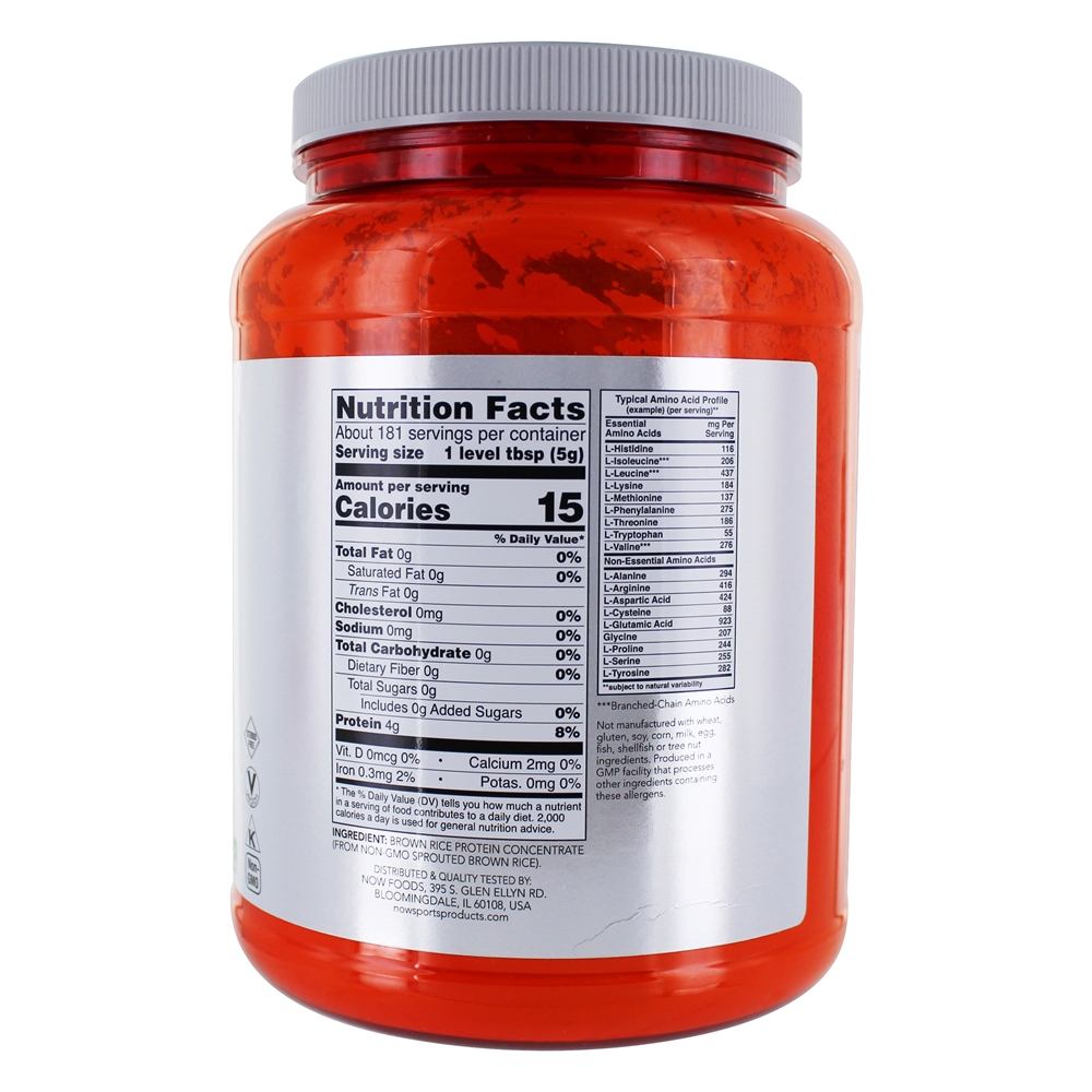 Comprar Agora Sports brotou pó de proteína de arroz integral - 2 lbs. NOW Foods - Imagem 2