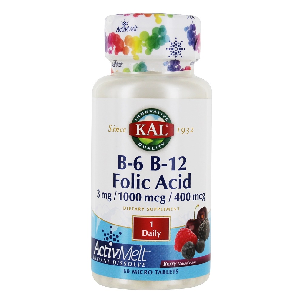 Comprar Vitaminas B6, B12 & Ácido Fólico Com ActivMelt Sabor Natural de Frutas - 60 Micro Tablets Kal
