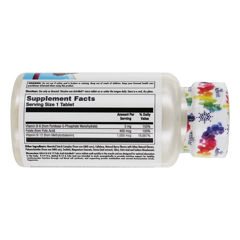 Comprar Vitaminas B6, B12 & Ácido Fólico Com ActivMelt Sabor Natural de Frutas - 60 Micro Tablets Kal - Imagem 2