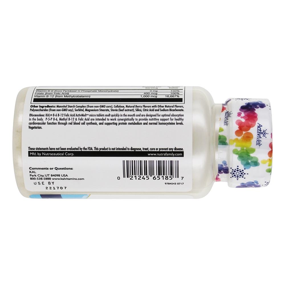 Comprar Vitaminas B6, B12 & Ácido Fólico Com ActivMelt Sabor Natural de Frutas - 60 Micro Tablets Kal - Imagem 3