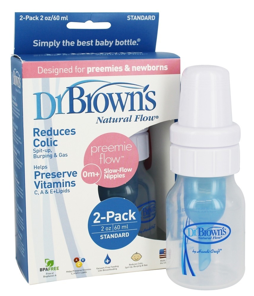 Comprar Garrafas de Fluxo Preemie Padrão de Vazão Natural 0m + 2 Pacote - 2 oz. Dr. Brown's