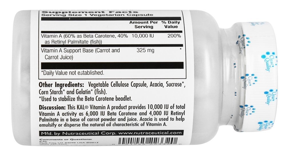 Comprar Vitamina A 10000 UI - Cápsulas vegetarianas 100 Kal - Imagem 3