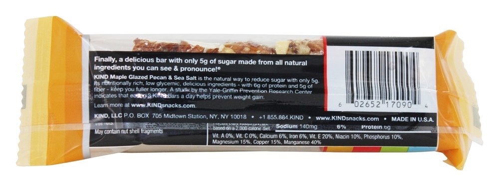 Comprar Nozes e Especiarias Bar Bege Nozes Pecan & Mar Salgado - 1.4 oz. Kind Bar - Imagem 3