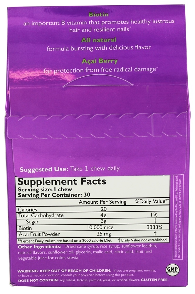 Comprar Biotin Bursts de Açaí 10000 mcg. - 30 mastigação suave NeoCell - Imagem 2